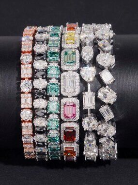 VVS Fancy Cut Moissanite Tennis Bracelet 925 Silver Diamond Jewelry